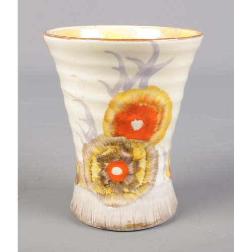 5 - A Wilkinson Ltd Clarice Cliff small vase in the Rhodanthe design. Shape 572. 10cm.