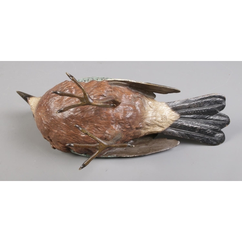 55 - Franz Bergman (1898-1963), a cold painted bronze model of a Jay. With factory stamp, marked and numb... 