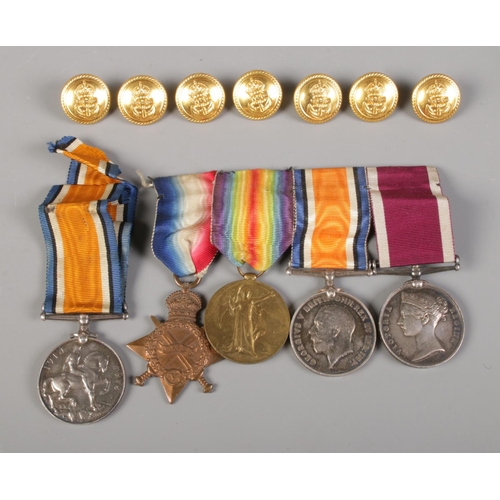 75 - Items relating to Royal Naval Officer Captain Samuel Charles Taylor; set of four service medals (191... 