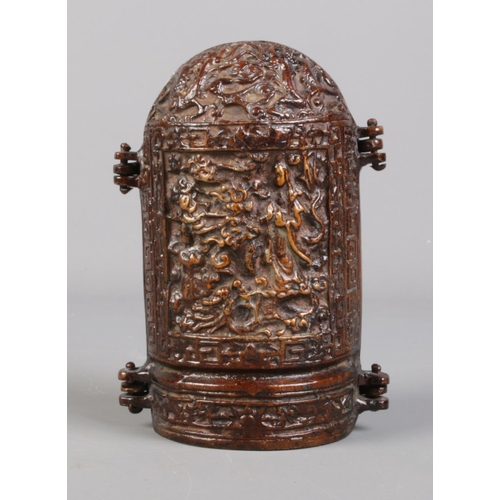 97 - A Chinese bronze triptych shrine.