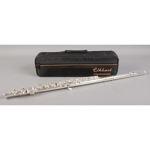 109 - A cased three piece Elkhart flute.