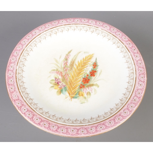 123 - A Royal Worcester hand painted dessert service. To include two comports and seven plates. Design dep... 