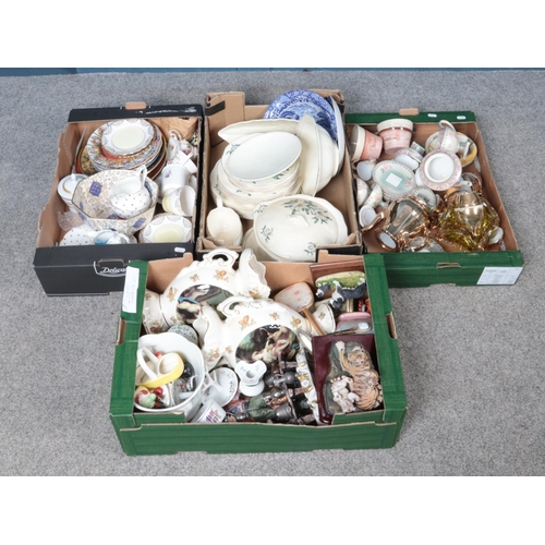 254 - Four boxes of assorted ceramics. To include Royal Doulton, Beswick and Spode etc.