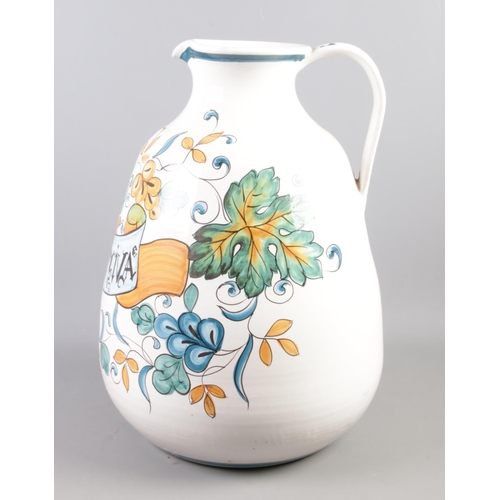 81 - A very large ceramic jug, 'Aqua Sorgiva' (Spring Water). Marked 'L'antica di deruta 768/42' to the b... 