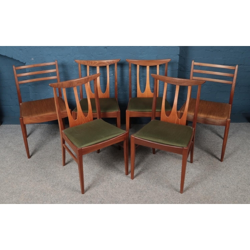 607 - Six teak G-Plan dining chairs. Including set of four, etc.