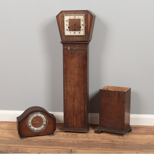 292 - Two clocks. Includes Andrew Art Deco mantel clock & small longcase clock for repair.