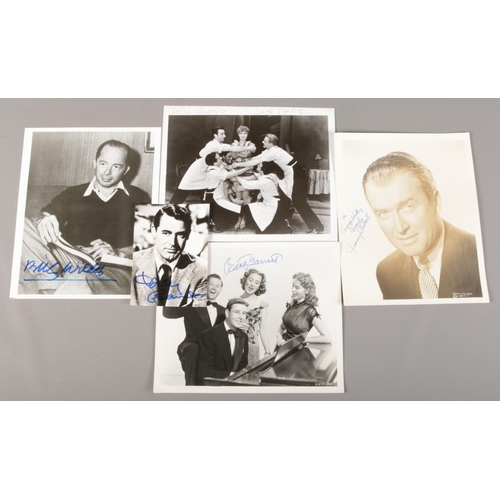 155 - Five autographed monochrome photographs. Includes James Stewart, June Havoc, Betty Garrett, Billy Wi... 