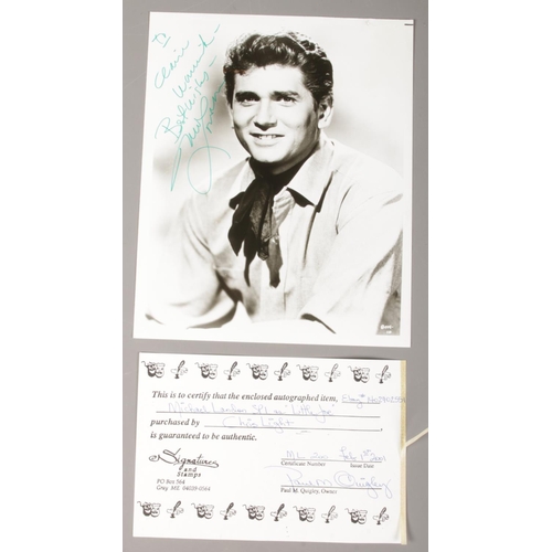 156 - An autographed monochrome photograph of Michael Landon with certificate of authenticity.