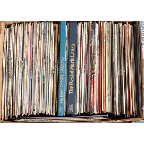 224 - A box of LP records. Including Shirley Bassey, Beach Boys, Neil Diamond, etc.