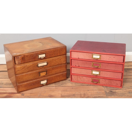 291 - Two banks of four drawers. Including mahogany example, etc.