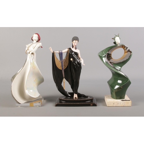 103 - Two Art Deco style Galos figures (6057 and 7059), together with a Limited Edition 'Glamour' figure, ... 