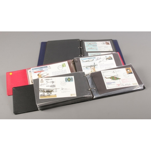 121 - Three albums containing RAF first day covers, including multi signed and limited editions (approxima... 