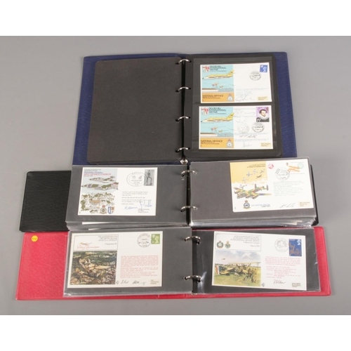 121 - Three albums containing RAF first day covers, including multi signed and limited editions (approxima... 