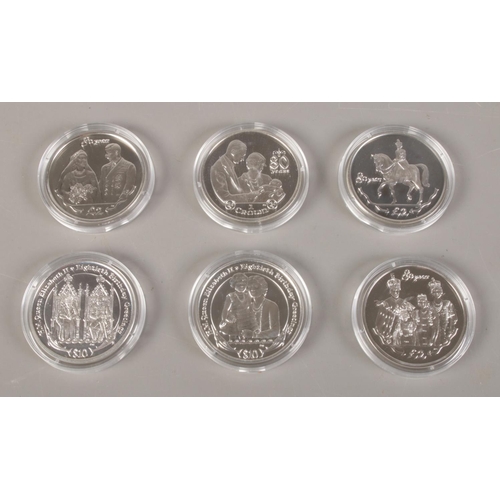 409 - The London Mint Office: Six silver proof coins, from the 2006 'Eightieth Birthday' series. All struc... 