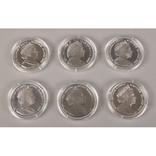 409 - The London Mint Office: Six silver proof coins, from the 2006 'Eightieth Birthday' series. All struc... 