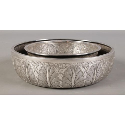 419 - A Malaysian silver posy ring bowl, tested as silver. 254g.