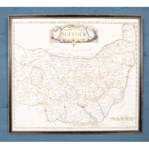 383 - Three engraved maps and one printed example. To include a Robert Morden (1650 -1703) coloured and en... 