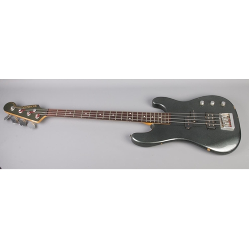 329 - A Hohner Abor Mx1 Series Bass guitar in metallic grey with serial number E708073.