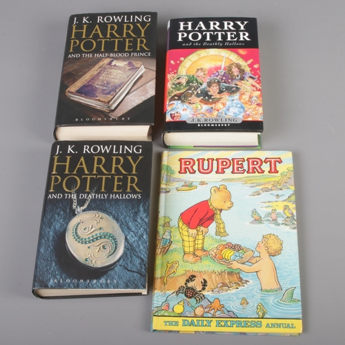 62 - A collection of First Edition Harry Potter Books including The Half-Blood Prince and The Deathly Hal... 