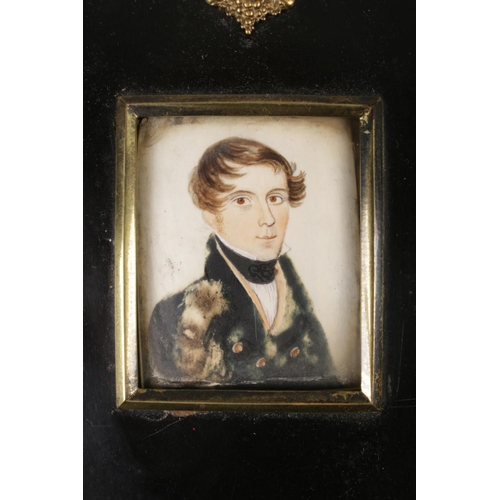 406 - An early twentieth century miniature painting on ceramic tile, depicting a gentleman.