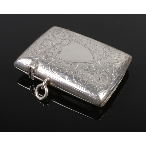 463 - A Victorian silver vesta case. Assayed Birmingham 1897 by Minshull & Latimer. 32g.