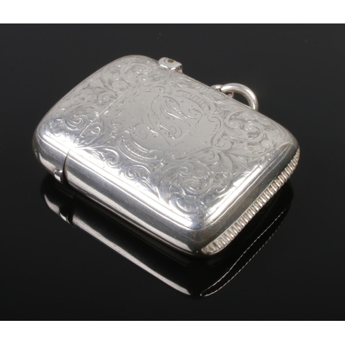 466 - A Victorian silver vesta case assayed Birmingham 1897. 34g.