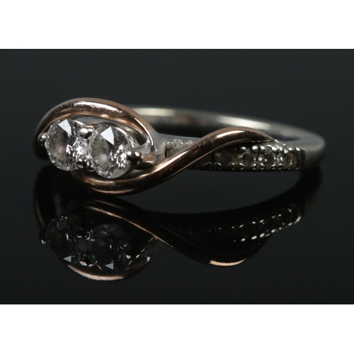 471 - A 14ct gold two colour and diamond ring. In Ever Us box. Approximately 0.5 carat diamonds. Size I. 3... 