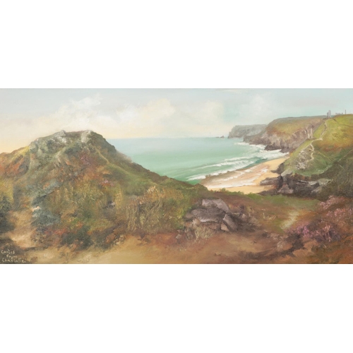 367 - A pair of J.Pope oil on canvas landscapes. One in gilt frame (dimensions including frame 85cm x 60cm... 