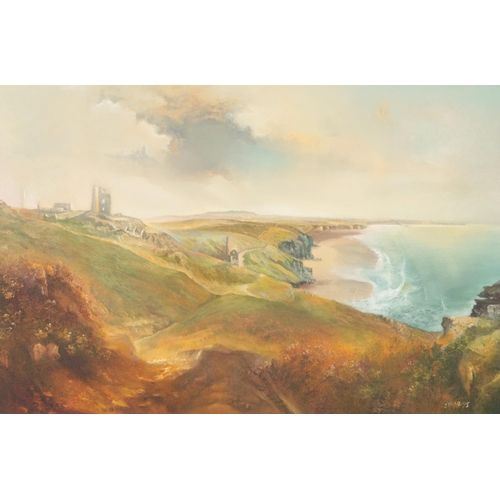 367 - A pair of J.Pope oil on canvas landscapes. One in gilt frame (dimensions including frame 85cm x 60cm... 