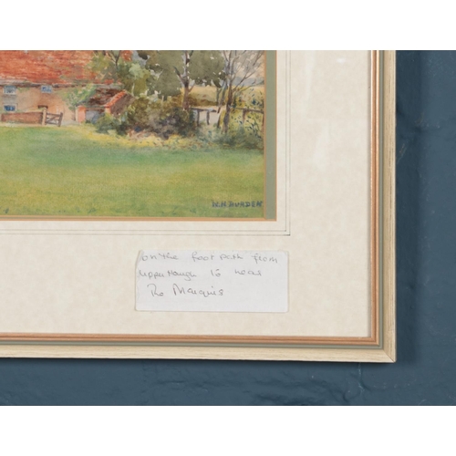 394 - A pair of framed watercolours. Cottage scenes,  signed N.Howroy and N.H Burden. Dimensions including... 