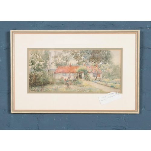 394 - A pair of framed watercolours. Cottage scenes,  signed N.Howroy and N.H Burden. Dimensions including... 