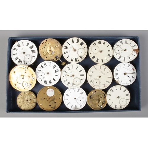 158 - A tray of Victorian pocket watch movements, to include examples from Thomas Holliday, C.B. Read and ... 