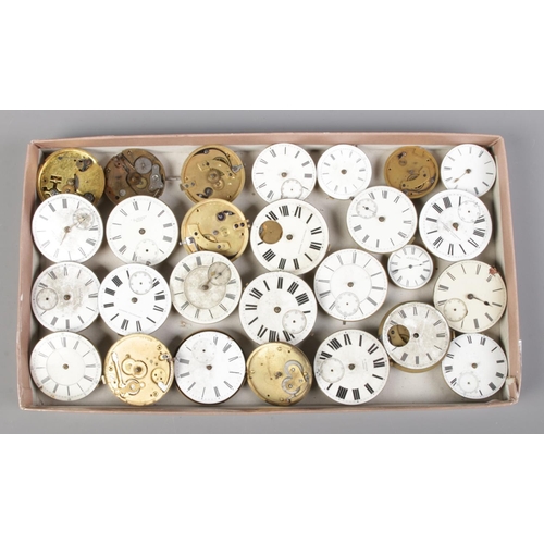 161 - A large tray of Victorian pocket watch movements. To include examples from Waltham Mass, John Mason ... 