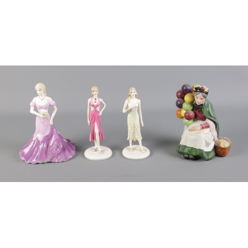 184 - A three Coalport figures including 'Just For You', 'October Opal' and 'January Garnet'. All with ori... 