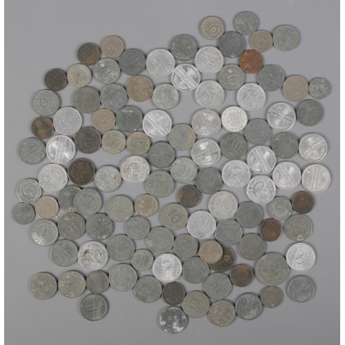 194 - A box of white metal German coins. Including Deutsches Reich pfennings, some examples pre 1920s, etc... 