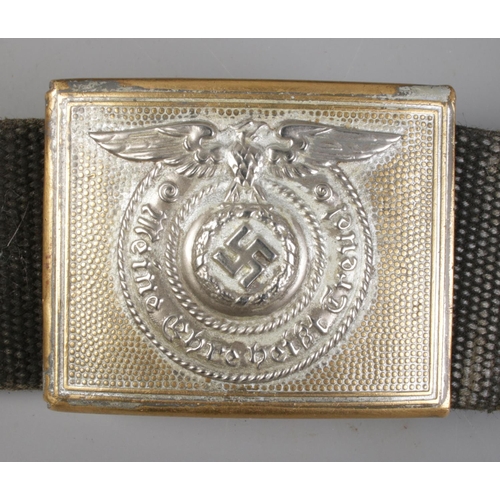 295 - A pair of German WWII shoulder braces with belt buckle.