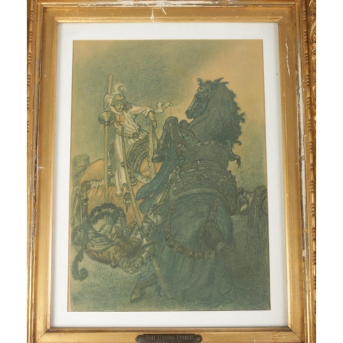 321 - A Joh. Georg Pforr  (1745-1812) print in gilt frame depicting jousting competitors. Dimensions inclu... 