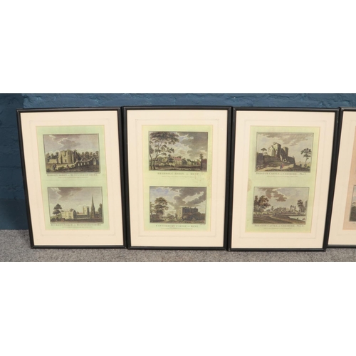 332 - A collection of antique prints depicting Abbeys, Castles and Churches across Kent, Durham and Huntin... 