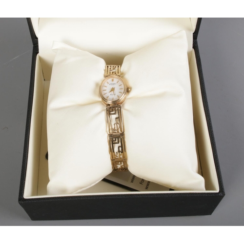 360 - A 9ct gold Ladies Rotary Elite wristwatch with original case.