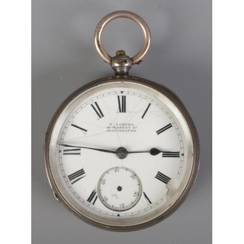 429 - A silver H.Samuel pocket watch housed in fitted case. Marked for Manchester. Assayed London 1882 by ... 