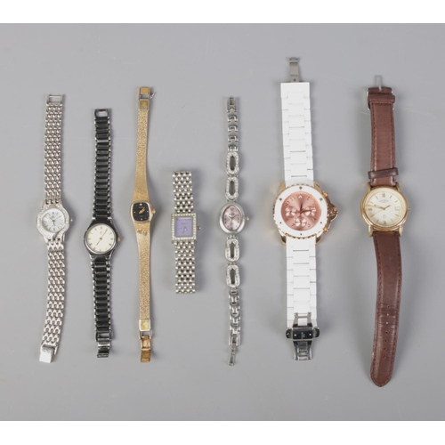 82 - A quantity of assorted wristwatches including Accurist, Rotary and Yves Saint Laurent.