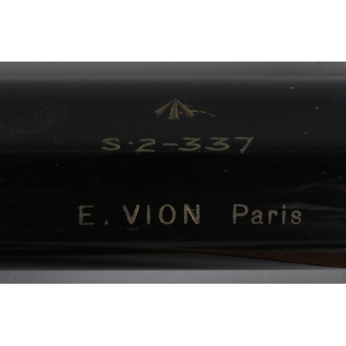 458 - A military three drawer telescope. Marked E.Vion Paris, baring the broad arrow mark.