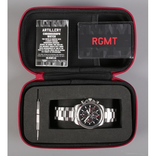 474 - A new and boxed RGMT Artillery RG-8030-33 Chronograph Quartz Wristwatch, on stainless steel bracelet... 