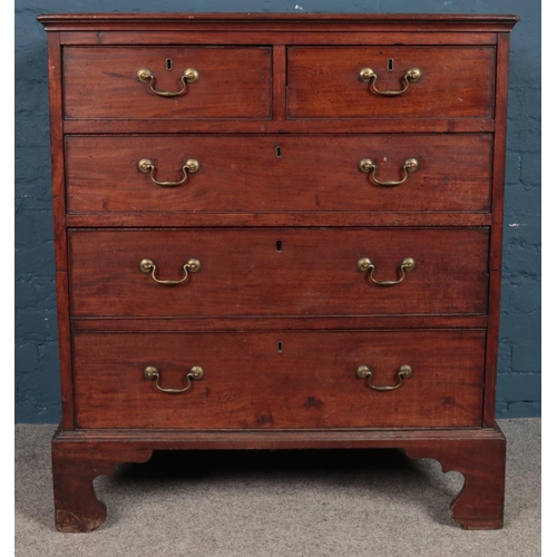 497 - A Georgian mahogany two over three chest of splitting drawers. Height: 107cm, Width: 94cm, Depth: 52... 