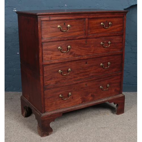 497 - A Georgian mahogany two over three chest of splitting drawers. Height: 107cm, Width: 94cm, Depth: 52... 