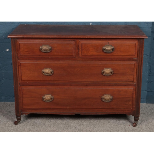 508 - A Victorian mahogany two over two chest of drawers. Formerly a dressing table. (78cm x 107cm)