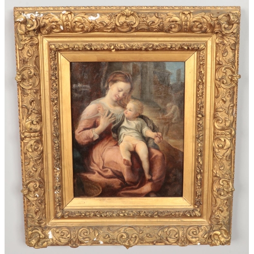 173 - After Antonio Allegri Correggio (1489-1534) The Madonna Of The Basket, gilt framed oil on panel. 31c... 