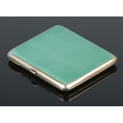 116 - A silver and guilloche enamel cigarette case with monogrammed front. Stamped 925. 8.5cm x 7cm. 132g.