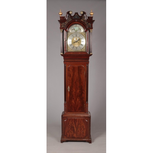 197 - A Georgian mahogany eight day longcase clock by Thomas Ogden, Halifax. With twin swan neck pediment.... 