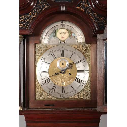 197 - A Georgian mahogany eight day longcase clock by Thomas Ogden, Halifax. With twin swan neck pediment.... 